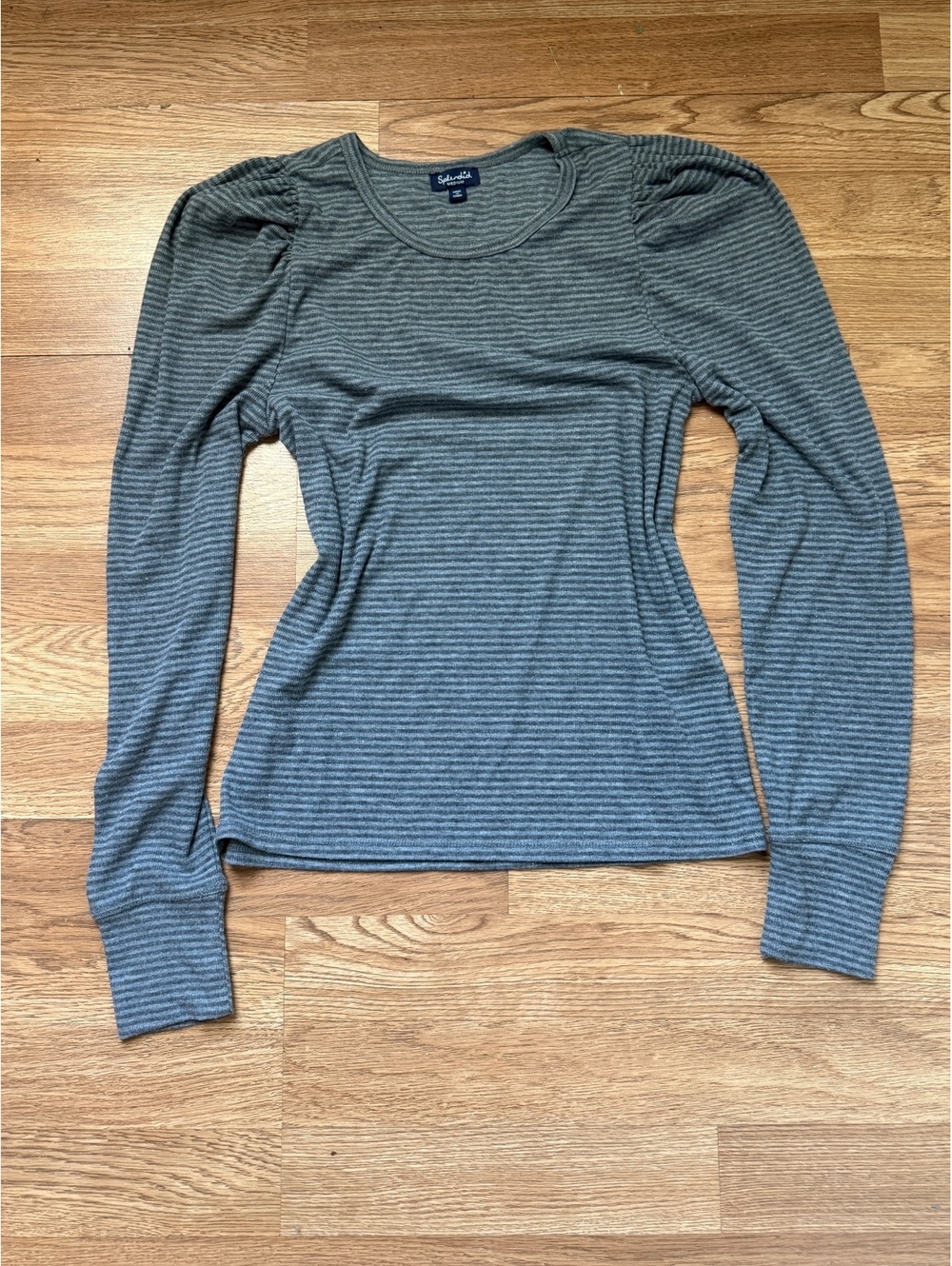 Splendid Medium Gray Striped Long Sleeve Top with Puff Shoulders